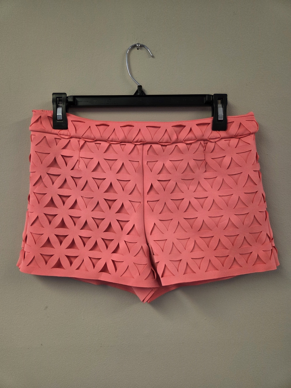 Womens Coral Laser-Cut Overlay Shorts